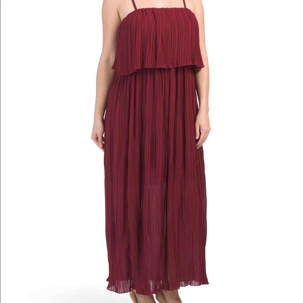 Dress TALIA BENSON Pleated Maxi Medium Burgundy